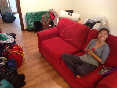 Moving in. Stoked to sit in a couch!